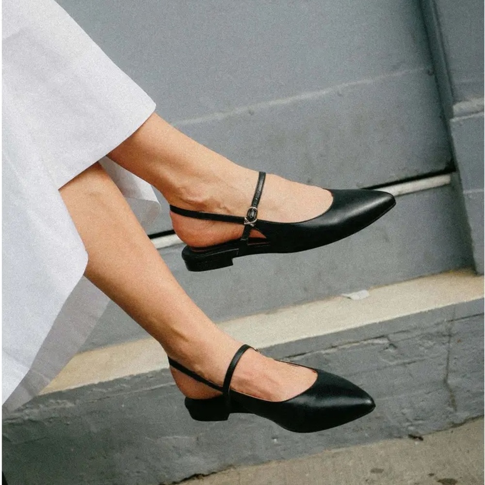 Margaux The Crosby Sling Flat - Black Nappa